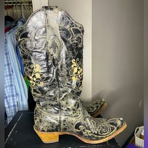 Womens Corral Cowgirl Boots - Black - Size 7.5
